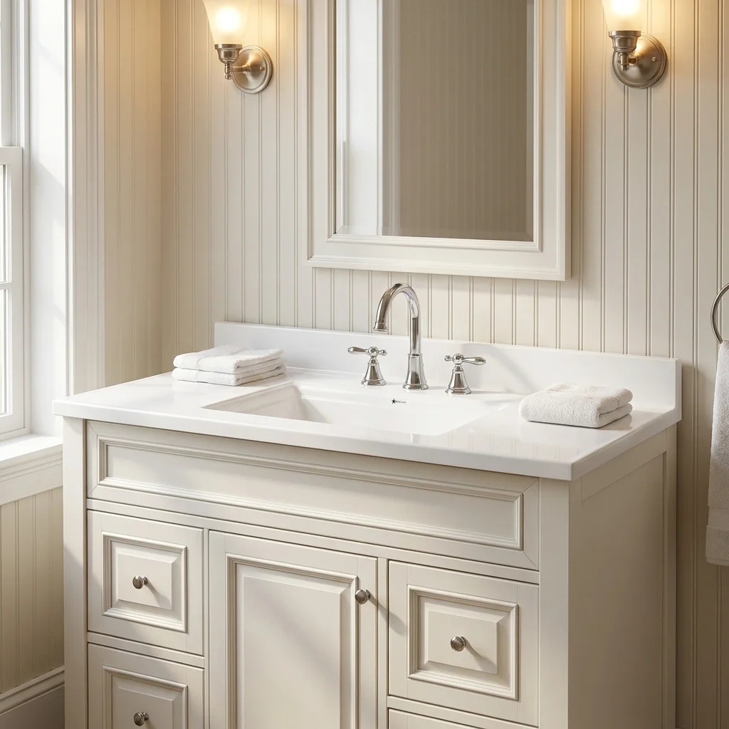 Camila 22 vanity top installed on a bathroom vanity