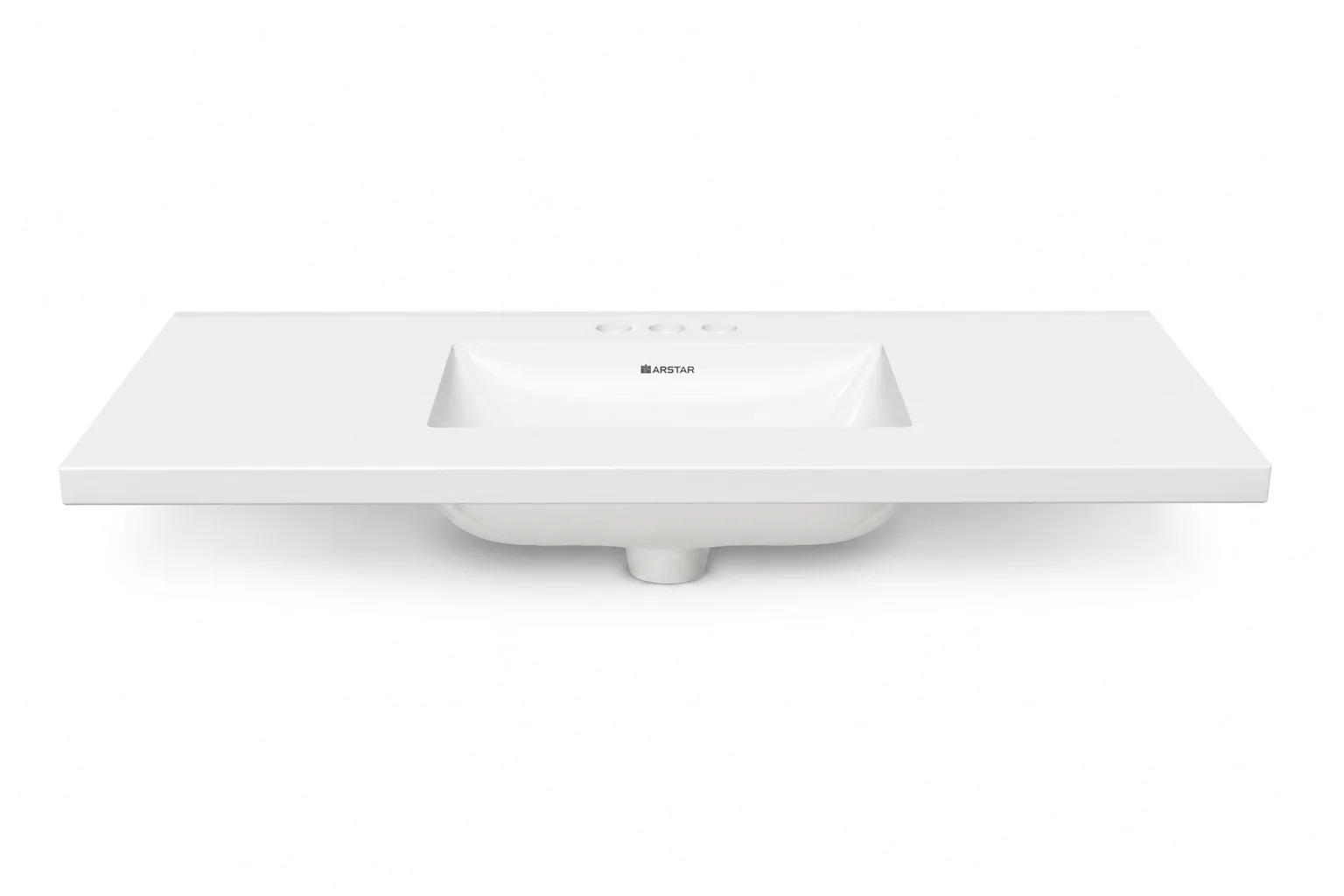 Capri cultured marble vanity top — front view, Solid White, 37"
