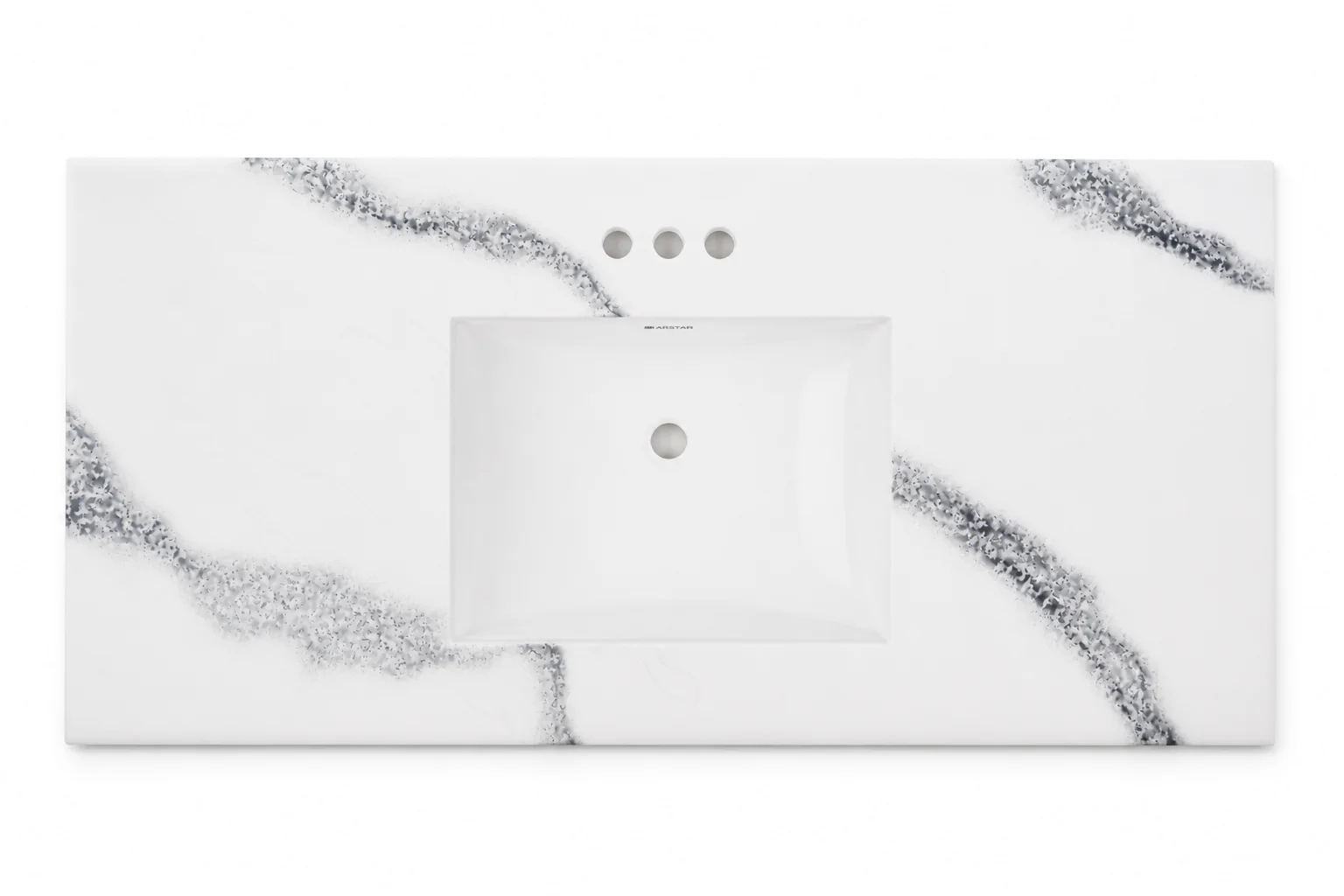 Carmina cultured marble vanity top — top view, Carrara Black, 49"