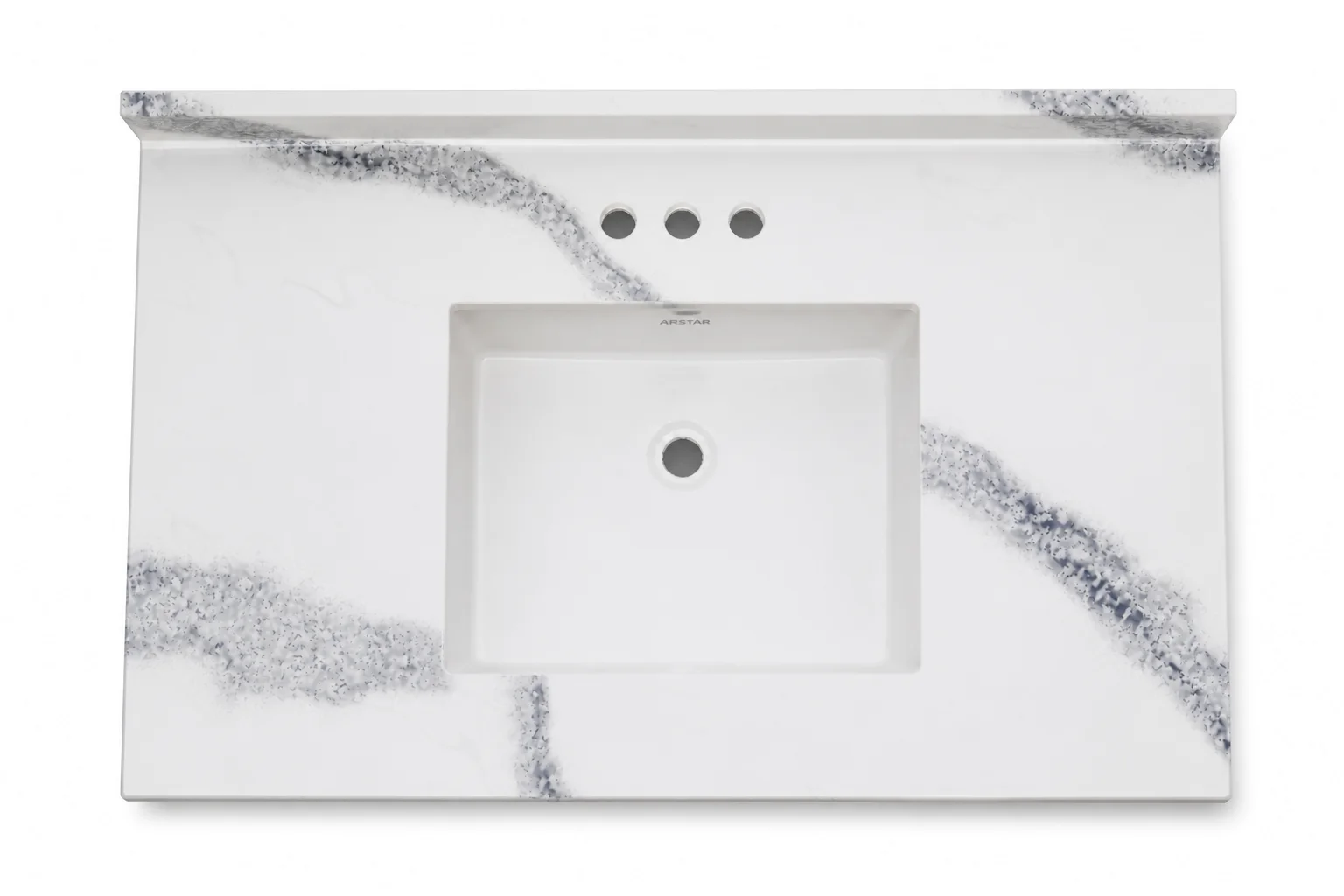 Charlotte cultured marble vanity top — top view, Carrara Black, 37"
