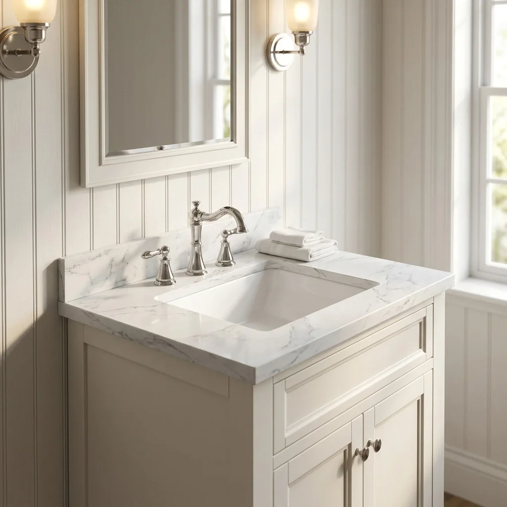 ARSTAR undermount bowl installed under a bathroom countertop